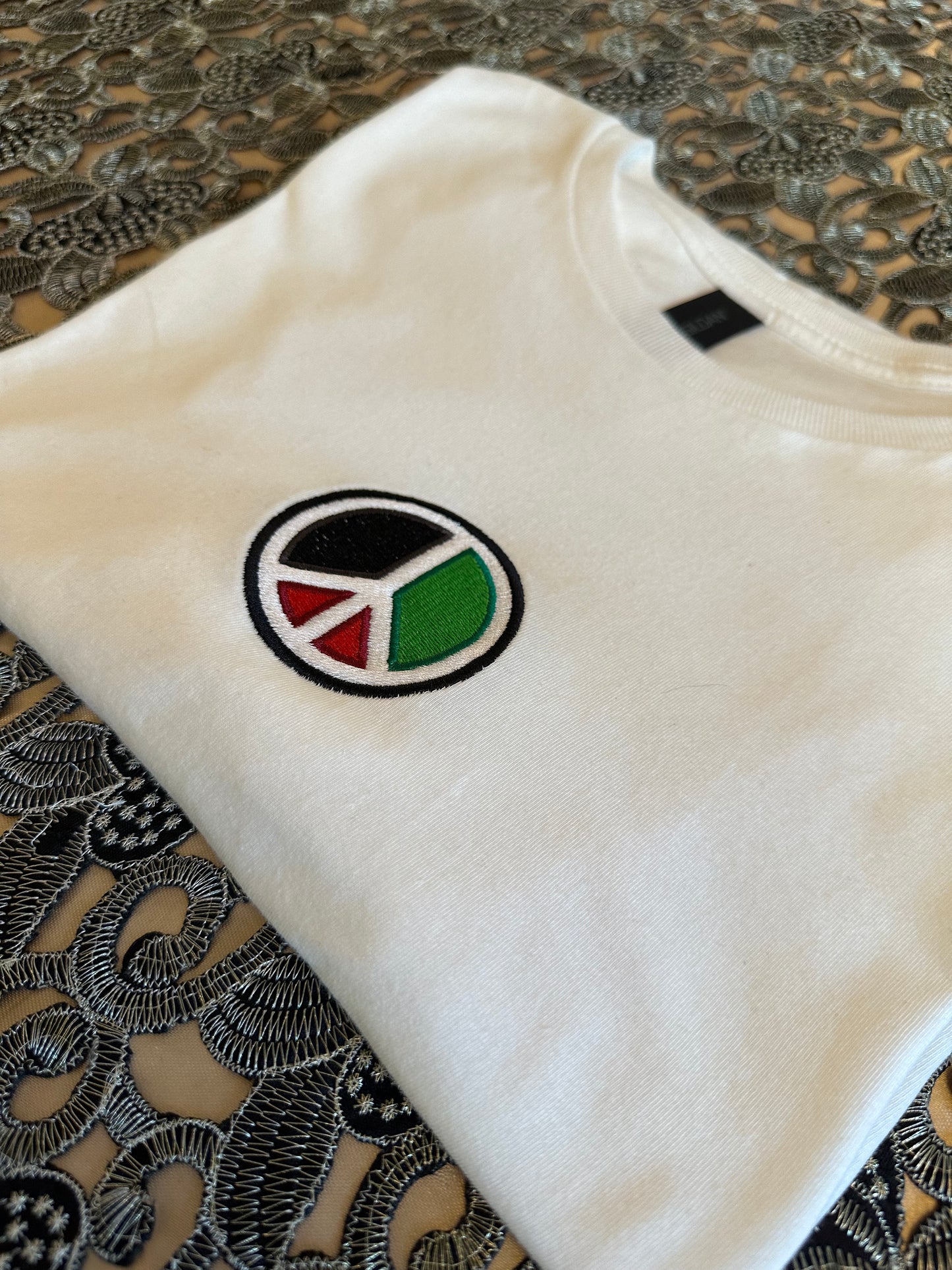Peace for Palestine Embroidered T-Shirt - Aljabour Family *FREE GLOBAL SHIPPING*
