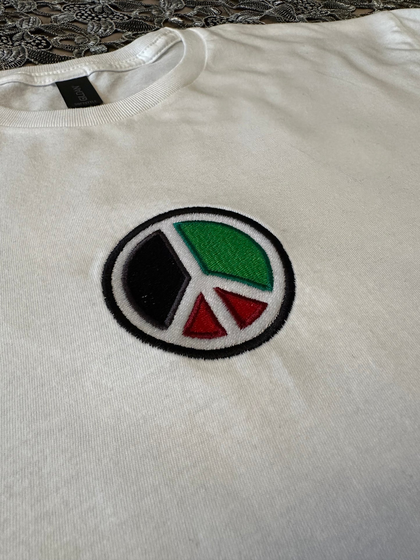 Peace for Palestine Embroidered T-Shirt - Aljabour Family *FREE GLOBAL SHIPPING*