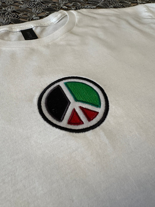 Peace for Palestine Embroidered T-Shirt - Aljabour Family *FREE GLOBAL SHIPPING*